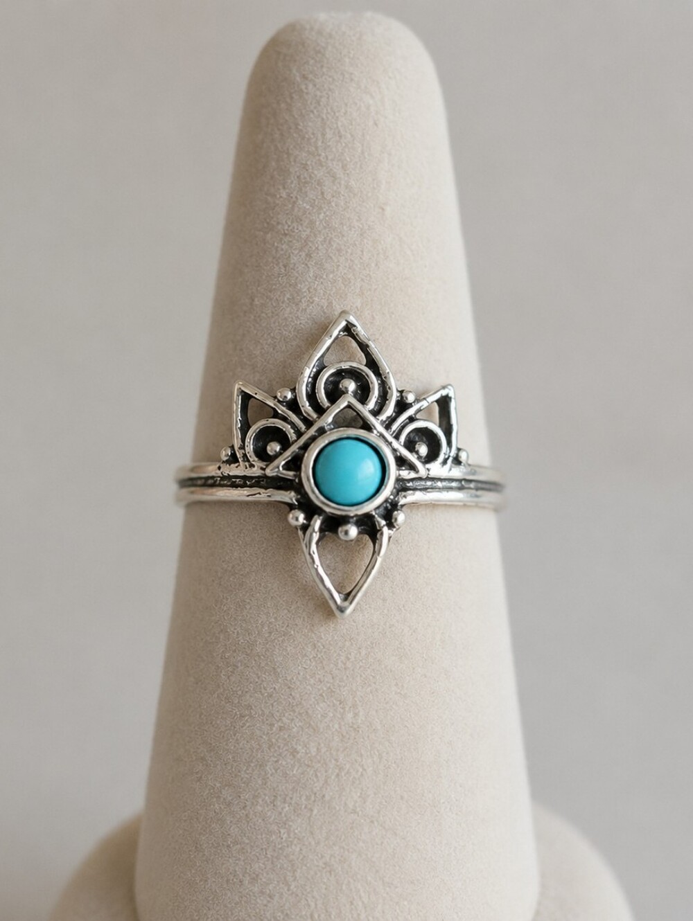 Whimsigoth Enchanted Turquoise Crown Ecclectic Distressed Metal Festival Ring